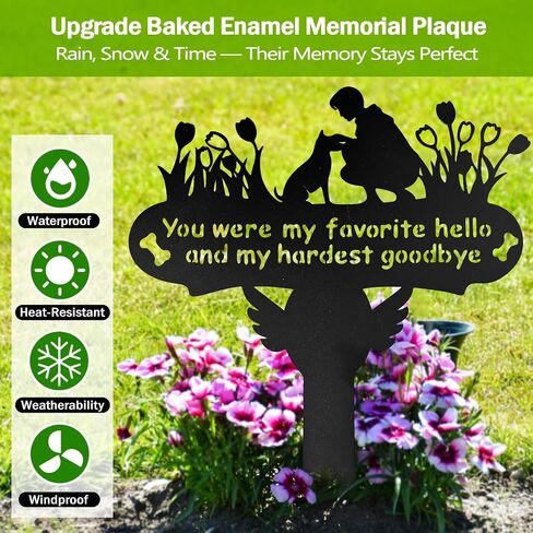 Dog Grave Marker, 12"X 14" Metal Baked Enamel Memorial Dog Stake for Cemetery Decorations, Waterproof Pets Headstone Plaque for Outdoors, Lost Sympathy Tombstone Memorial Garden Sign Gift (Love) in Saudi Arabia