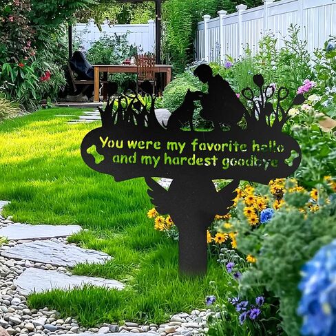 Dog Grave Marker, 12"X 14" Metal Baked Enamel Memorial Dog Stake for Cemetery Decorations, Waterproof Pets Headstone Plaque for Outdoors, Lost Sympathy Tombstone Memorial Garden Sign Gift (Love) in Saudi Arabia