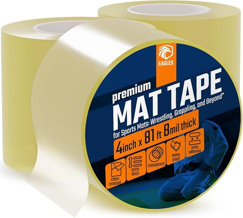 2 Pack 4 Inch Clear Mat Tape for Wrestling Grappling Gymnastics Jiu Jitsu MMA Floor | Exercise Roll Out Mats Foam Tiles | Home Mats & Gym Floor Tape in Kuwait