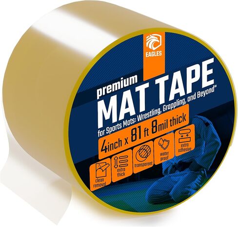 2 Pack 4 Inch Clear Mat Tape for Wrestling Grappling Gymnastics Jiu Jitsu MMA Floor | Exercise Roll Out Mats Foam Tiles | Home Mats & Gym Floor Tape in Kuwait