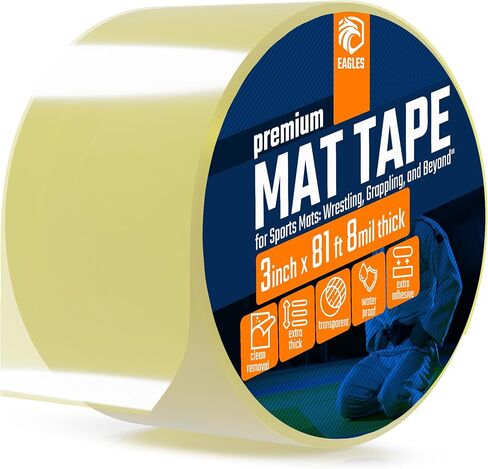 2 Pack 4 Inch Clear Mat Tape for Wrestling Grappling Gymnastics Jiu Jitsu MMA Floor | Exercise Roll Out Mats Foam Tiles | Home Mats & Gym Floor Tape in Kuwait