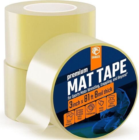 2 Pack 4 Inch Clear Mat Tape for Wrestling Grappling Gymnastics Jiu Jitsu MMA Floor | Exercise Roll Out Mats Foam Tiles | Home Mats & Gym Floor Tape in Kuwait