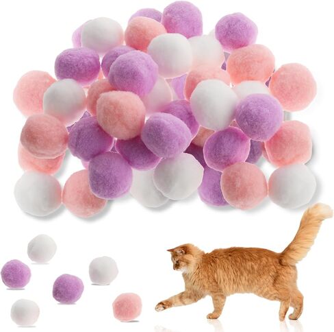 30 Pcs Soft Pom Pom Balls for Kittens, Plush Fuzzy Balls Lightweight Interactive Cat Toys for Indoor Cats Interactive Toys for Adult Cats Kitten Training Playing Fetching(Blue) in Saudi Arabia
