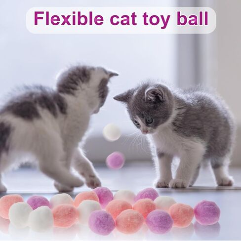 30 Pcs Soft Pom Pom Balls for Kittens, Plush Fuzzy Balls Lightweight Interactive Cat Toys for Indoor Cats Interactive Toys for Adult Cats Kitten Training Playing Fetching(Blue) in Saudi Arabia