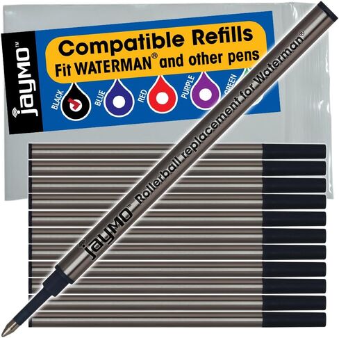 Jaymo Replacement for Waterman 540951 and Schmidt 5888 - Measures 4.3 in / 109 mm Long - Rollerball Pen Refill - 2 Black in Saudi Arabia