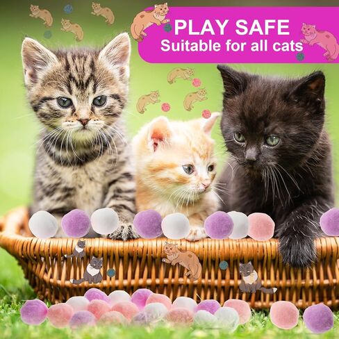 30 Pcs Soft Pom Pom Balls for Kittens, Plush Fuzzy Balls Lightweight Interactive Cat Toys for Indoor Cats Interactive Toys for Adult Cats Kitten Training Playing Fetching(Blue) in Saudi Arabia