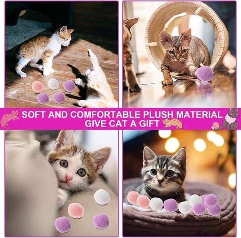30 Pcs Soft Pom Pom Balls for Kittens, Plush Fuzzy Balls Lightweight Interactive Cat Toys for Indoor Cats Interactive Toys for Adult Cats Kitten Training Playing Fetching(Blue) in Saudi Arabia