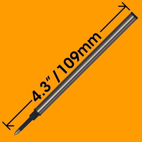 Jaymo Replacement for Waterman 540951 and Schmidt 5888 - Measures 4.3 in / 109 mm Long - Rollerball Pen Refill - 2 Black in Saudi Arabia