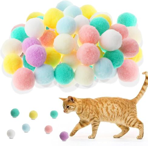 30 Pcs Soft Pom Pom Balls for Kittens, Plush Fuzzy Balls Lightweight Interactive Cat Toys for Indoor Cats Interactive Toys for Adult Cats Kitten Training Playing Fetching(Blue) in Saudi Arabia