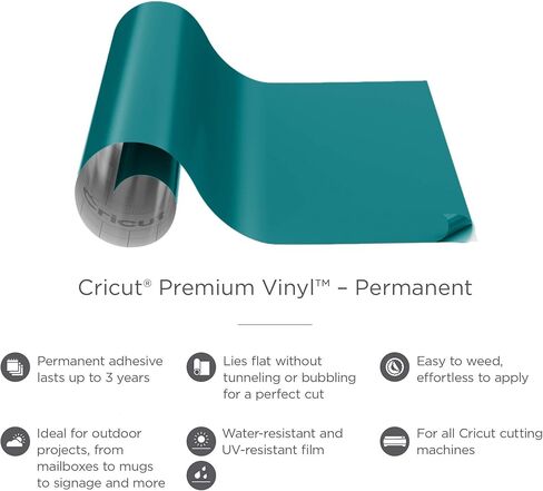 Cricut Premium Permanent Vinyl, Something Blue 3-Pack of 4ft Rolls (12"x48") - Compatible with Maker & Explore Machines, Long Lasting, UV & Water-Resistant, Indoor + Outdoor Projects in Saudi Arabia