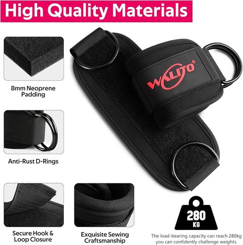 WALITO Gym Ankle Straps for Working Out - Glute Ankle Cuff Kickback Strap, Gym Cable Machine Accessories for Women Glute Leg Extensions, Hip Abductors & Lower Body Exercises Equipment in Kuwait