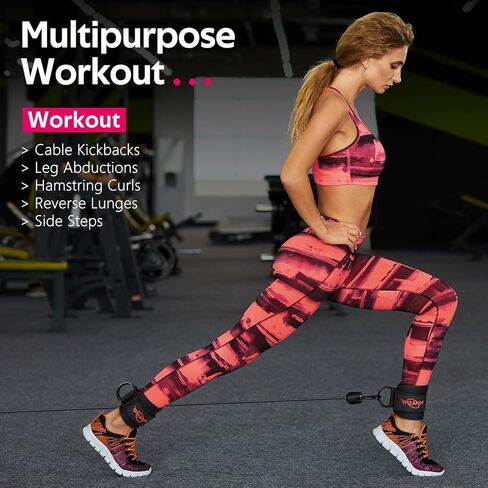 WALITO Gym Ankle Straps for Working Out - Glute Ankle Cuff Kickback Strap, Gym Cable Machine Accessories for Women Glute Leg Extensions, Hip Abductors & Lower Body Exercises Equipment in Kuwait