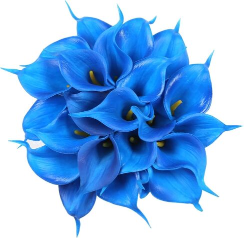 IPOPU 24PCS Artificial Flowers Fake Calla Lily Flowers Real Touch Calla Lily Faux Flowers Arrangement Bouquet for Home Garden Office Party Wedding Bouquet Centerpieces Flower Home Decoration (White) in Kuwait