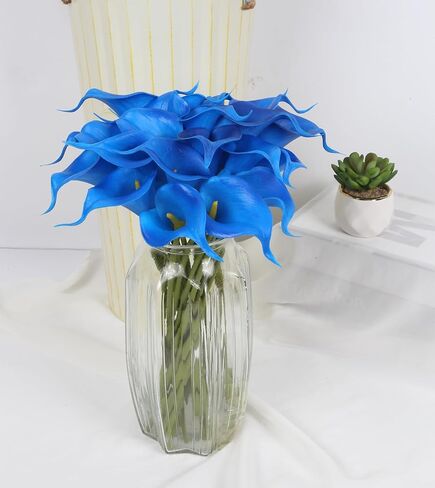 IPOPU 24PCS Artificial Flowers Fake Calla Lily Flowers Real Touch Calla Lily Faux Flowers Arrangement Bouquet for Home Garden Office Party Wedding Bouquet Centerpieces Flower Home Decoration (White) in Kuwait