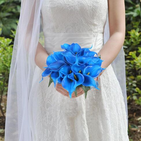 IPOPU 24PCS Artificial Flowers Fake Calla Lily Flowers Real Touch Calla Lily Faux Flowers Arrangement Bouquet for Home Garden Office Party Wedding Bouquet Centerpieces Flower Home Decoration (White) in Kuwait