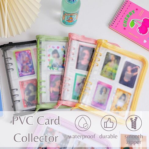 2 PCS A5 6 RING BINDER BONDER مع 60 Pack 4-POCKED PAGES ، PVC KPOP PHOTOCARD BOOK مع ZIPPER ، 10 '× 7' in Kuwait