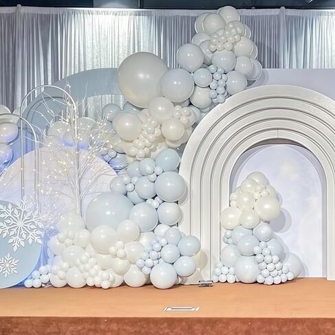 Pastel Blue and White Balloons, 12 Inch 35PCS Light Baby Blue Pearl White with Clear Latex Balloon for Boys Birthday Bachelorette Party Bridal Baby Shower Winter Holiday Party Decorations Supplies in Saudi Arabia