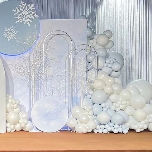 Pastel Blue and White Balloons, 12 Inch 35PCS Light Baby Blue Pearl White with Clear Latex Balloon for Boys Birthday Bachelorette Party Bridal Baby Shower Winter Holiday Party Decorations Supplies in Saudi Arabia