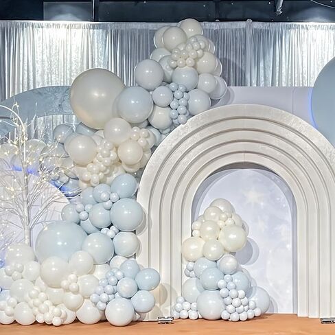 Pastel Blue and White Balloons, 12 Inch 35PCS Light Baby Blue Pearl White with Clear Latex Balloon for Boys Birthday Bachelorette Party Bridal Baby Shower Winter Holiday Party Decorations Supplies in Saudi Arabia
