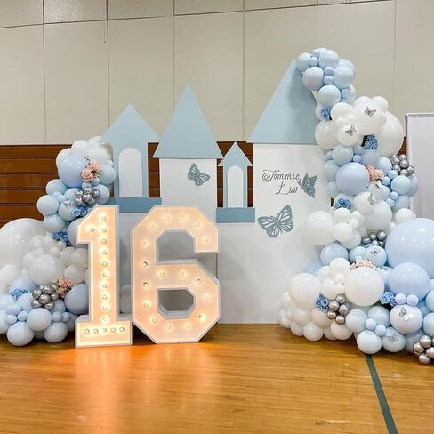 Pastel Blue and White Balloons, 12 Inch 35PCS Light Baby Blue Pearl White with Clear Latex Balloon for Boys Birthday Bachelorette Party Bridal Baby Shower Winter Holiday Party Decorations Supplies in Saudi Arabia
