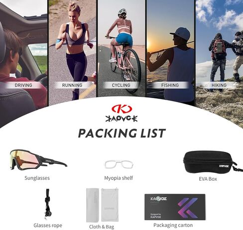 KAPVOE Photochromic Cycling Glasses Men Women Mountain Bike Sunglasses Clear MTB Bicycle Riding in Kuwait