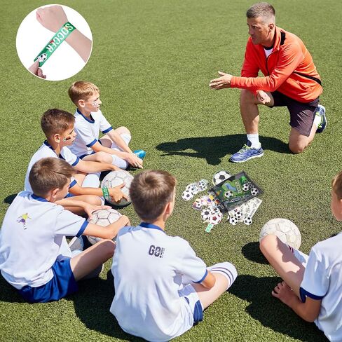 Aneco 340 Pieces Soccer Party Favor Set Soccer Goodie Bags Stuffers Mini Card Pencils Sharpener Eraser Stamp Slap Bracelet Sticker School Stationery Bulk for Sports Party Team Game Prize Birthday Gift in Kuwait