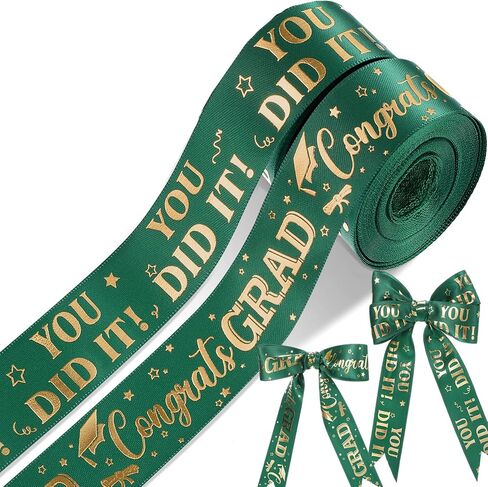 2 Roll Class of 2025 Graduation Ribbon 1 Inch or 3/8 inch Width for Graduation Classroom Party Supplies DIY Crafts (Green, 1 Inch) in Saudi Arabia