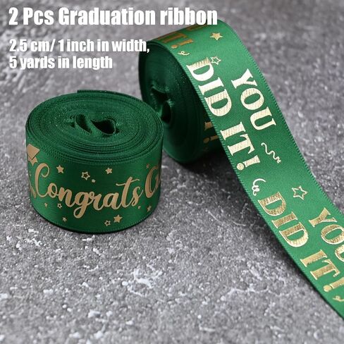 2 Roll Class of 2025 Graduation Ribbon 1 Inch or 3/8 inch Width for Graduation Classroom Party Supplies DIY Crafts (Green, 1 Inch) in Saudi Arabia
