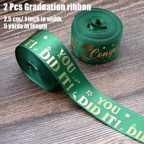 2 Roll Class of 2025 Graduation Ribbon 1 Inch or 3/8 inch Width for Graduation Classroom Party Supplies DIY Crafts (Green, 1 Inch) in Saudi Arabia