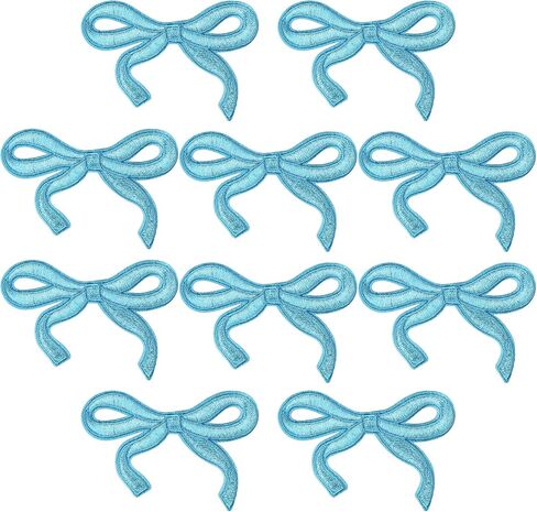 3x2in Bow Iron on Patches for Clothes Cute Coquette Bowknot Patch Embroidery Sticker Applique DIY Sewing Jeans Shirt Hat Jacket Backpack (Blue, 10pc) in Saudi Arabia