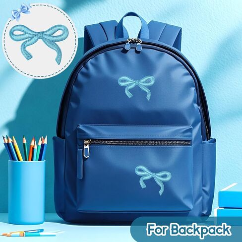 3x2in Bow Iron on Patches for Clothes Cute Coquette Bowknot Patch Embroidery Sticker Applique DIY Sewing Jeans Shirt Hat Jacket Backpack (Blue, 10pc) in Saudi Arabia