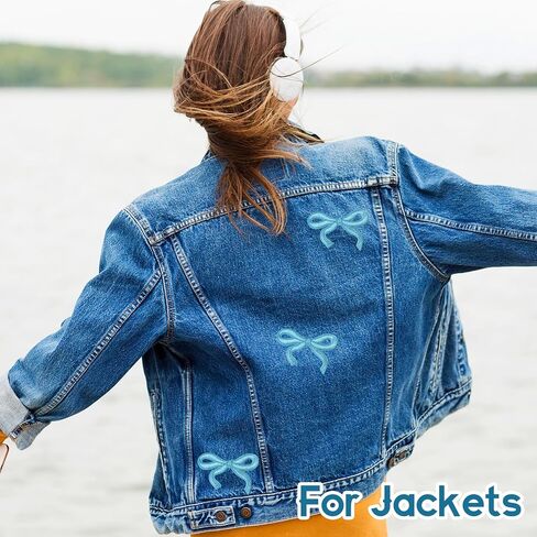 3x2in Bow Iron on Patches for Clothes Cute Coquette Bowknot Patch Embroidery Sticker Applique DIY Sewing Jeans Shirt Hat Jacket Backpack (Blue, 10pc) in Saudi Arabia