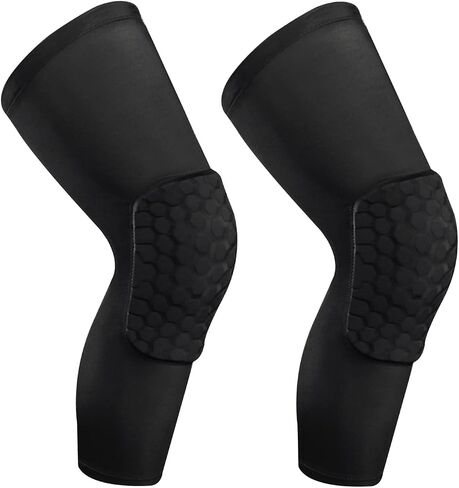 Laiiqi Compression Knee Pads Leg Sleeve, Hex Knee Pads for Basketball Honeycomb Anti Collision Knee Pads Long Kneepads Non-Slip Football Knee Pads for Youth Adult in Kuwait