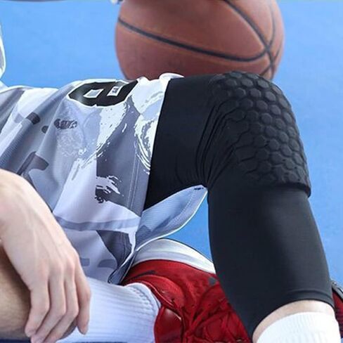 Laiiqi Compression Knee Pads Leg Sleeve, Hex Knee Pads for Basketball Honeycomb Anti Collision Knee Pads Long Kneepads Non-Slip Football Knee Pads for Youth Adult in Kuwait