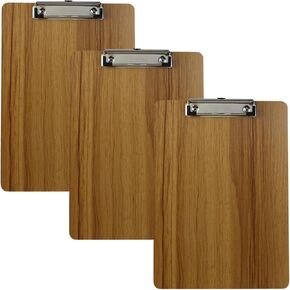 CRAPYT 3 PCS Clipboboards Bulk A4 Woodboard Clipboard مع مقطع منخفض للمطاعم 12.28 "× 8.86"