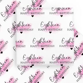 Wrapaholic 13th عيد ميلاد الورق ورقة - 6 أوراق أحمر الخدود وثلاثة عشر تصميم عيد ميلاد سعيد مطوية لمسطح عيد ميلاد الفتاة ، حفلة - 19.7 بوصة × 27.5 بوصة لكل ورقة
