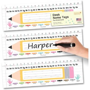36 Name Tags for Classroom Desks - 14.5 x 4.5" Desk Name Plates for Classroom, Student Name Tags for Desk Kindergarten, Preschool, 1st, 2nd and 3rd Grade - Pastel Classroom Decor