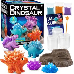 Xxxoys Crystal Growing Kit للأطفال - 3 ديناصورات نابضة بالحياة لتنمو - مجموعات علمية للأطفال من عمر 6-8 ، ألعاب هدايا رائعة للبنين والبنات 8-12 ، مشاريع STEM