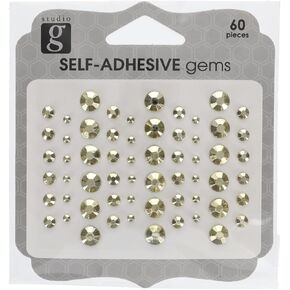 Hampton Art G Gems Gems Rustic Gold 60pc ، ملصقات جوهرة ، جواهر ، زينة ثلاثية الأبعاد ، أحجار الراين الحرفية ، المجوهرات المزخرفة المتلألئة لحرف DIY