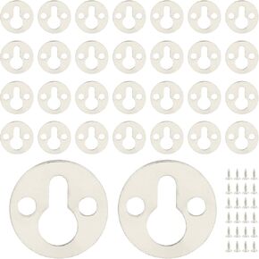 BokWin 60 Pcs Metal Round Keyhole Hangers with Screws,25mm/1 Inch Bronze Vintage Keyhole Brackets,Hole Spacing 0.39 Inch Keyhole for Picture Frame,Key,Photo