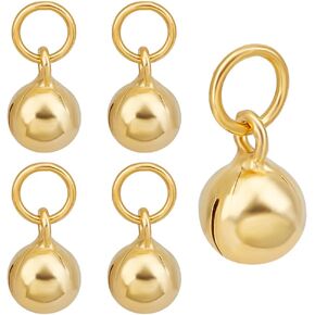 Benecreat 5pcs 925 sterling Silver Jingle Bells ، سحر ميني ميني ميني مقعد بحجم 5 مم من الذهب مع خاتم القفز ، أجراس الحرف اليدوية للمنزل.