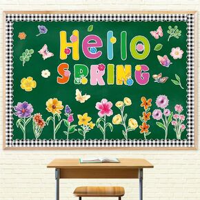 Spring Bulletin Board Decorations Wildflowers Bulletin Board Hello Spring Classroom Decorations Spring Butterfly Flowers Cutouts Floral Paper-Cuts for Kindergarten School Classroom Home Wall Supplies