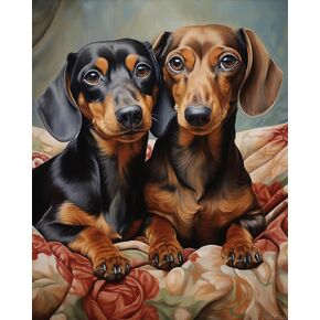 الطلاء Zuvrdiai بأرقام للبالغين ، واثنين من الكلاب الحيوانية dachshund ، واللوحة الزيتية الأكريليك بأرقام أرقام لقماش الفنون المبتدئين للديكور المنزلي ، 40x50 سم
