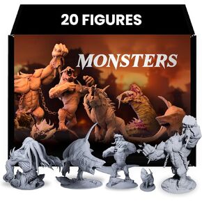 Packons and Dragons Monster Pack ، 20 شخصية مصغرة ، قطع لعبة Fantasy RPG
