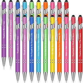 تحية موضوع نقاط قلم القلم التقدير القلم ملهمة أقلام شاشة Lound Touch Metal and Stylus Pen لمستلزمات المكاتب المدرسية في كتابة المعلمين ، 10 أنماط (20 قطعة)