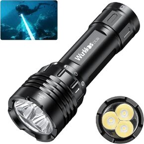 Wurkkos DL30 Dive Light Scuba Diving - Dive Flashlight Super Bright Max 3600 Lumen with 5000K 90CRI 100m Underwater Flashlight for Diving IPX-8 Waterproof Submersible Flashlight with USB Charger