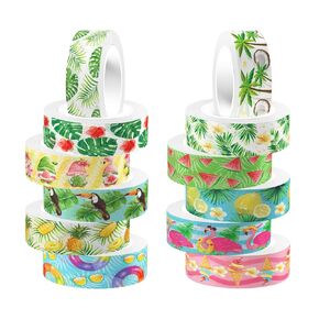 Adirasenotek Summer Washi Tape 12 Rolls ALOHA TAPE TAPE HAWAIIAN موضوع ملصقات الورق الزخرفية