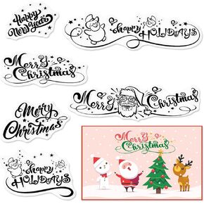 Merry Christmas Words Clear Stamps for Cards ، Happy Happy Clear Rubber Stamps XMAS الشفافة المطاطية ختم