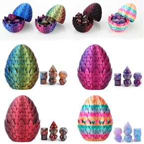 4pcs DND Dice Set (28 Pieces) and 3D Printed Egg,Fidget Toys,Surprise Egg and Polyhedral Dice Set with Gift Box,Playing Game with Dragon Eggs for RPG DND MTG
