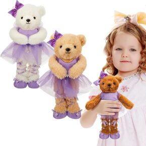 junkin 3 PCS Ballerina Bear in Ballet Outfit Dance Recital Gifts ، 10 inst Plush Plush Ballerina Animal Toy Bear Long Long Long with Tutu (Pink)